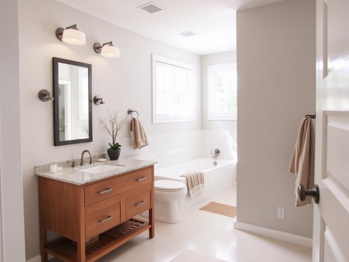 Refreshed bathroom with clean paint and new finishes