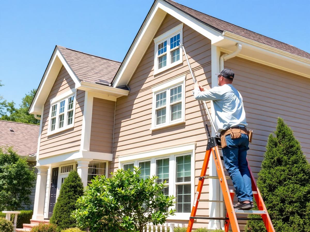 Painters Pro painter working on the exterior of a Maryland home